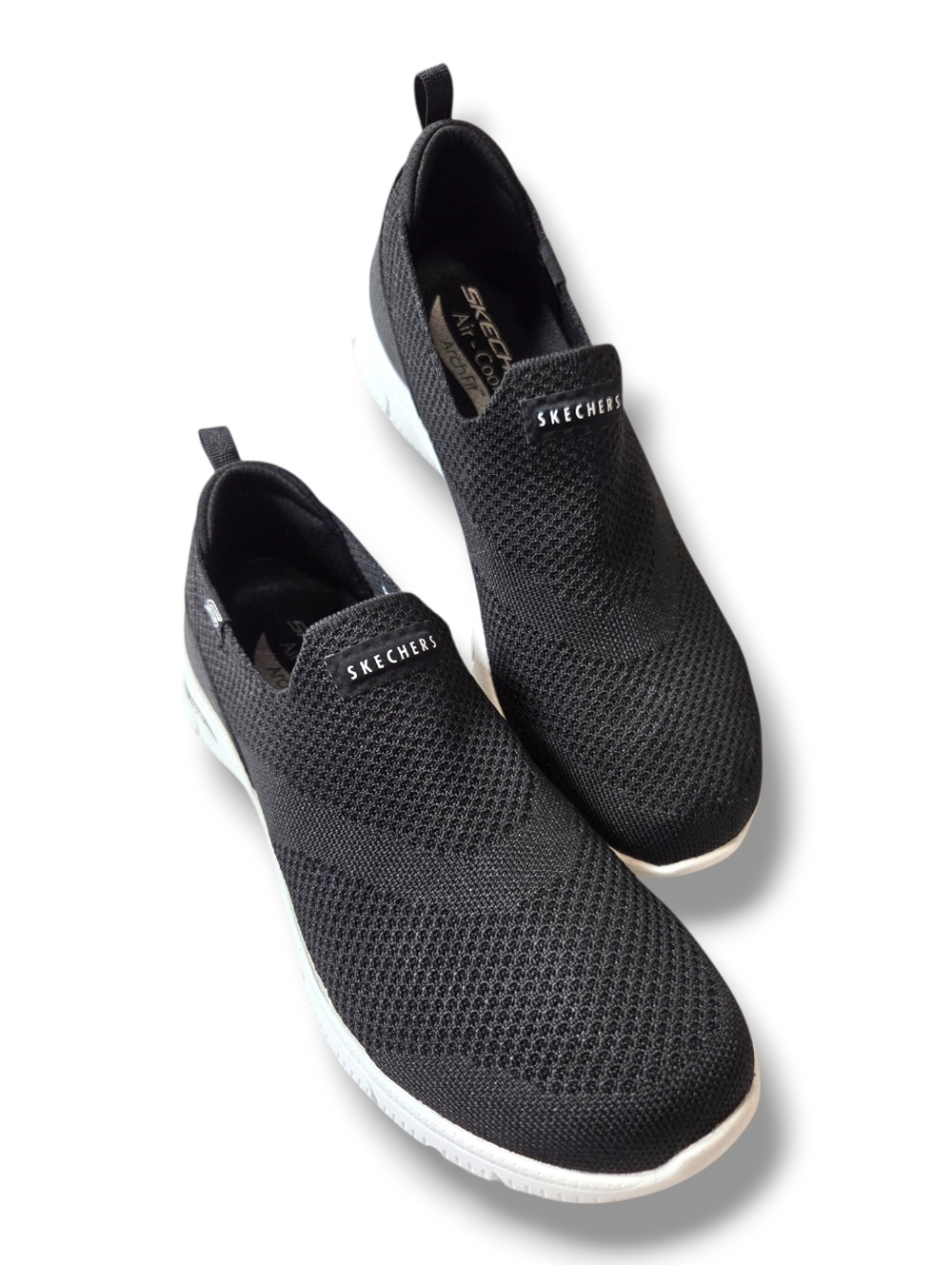 Skechers Arch Fit Air-Cooled Slip On Sneakers Black White Size 8 - Picture 2 of 11